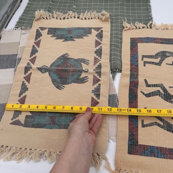 Vintage 90s Placemats Lot Of 10 Southwestern Monstera Plaid Cotton Table - Picture 4 of 16